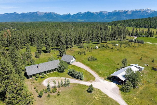 bird's eye view with a mountain view