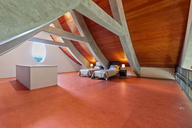 additional living space featuring wooden ceiling and lofted ceiling