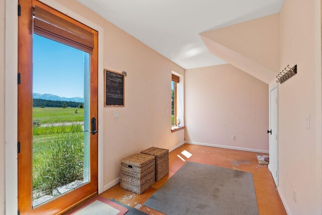 foyer with a mountain view