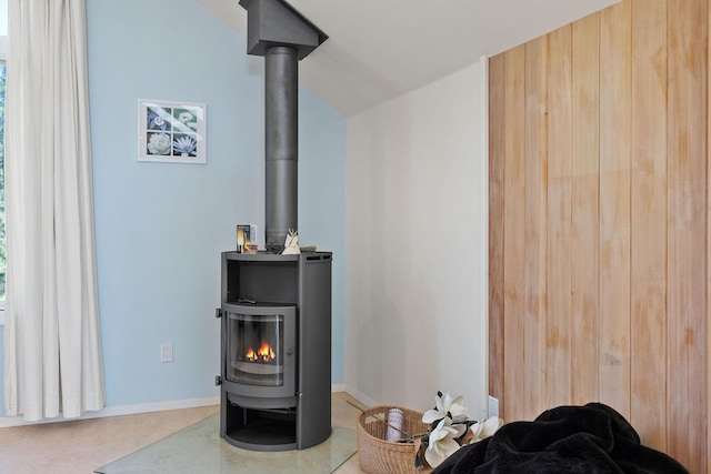 details featuring a wood stove