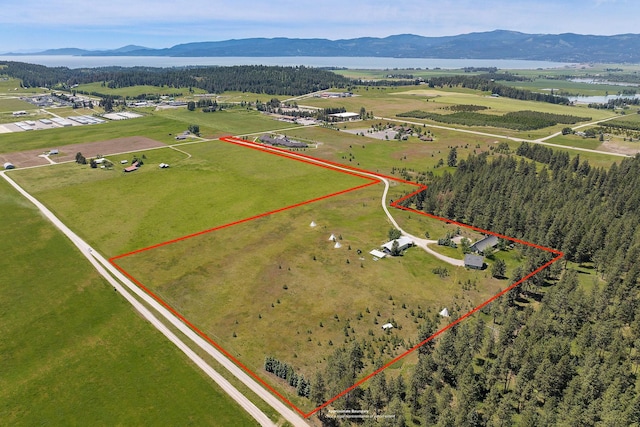 aerial view with a mountain view and a rural view