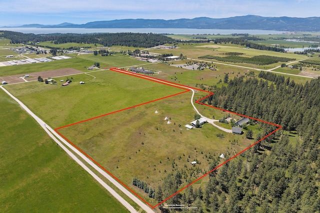 233 Coverdell Rd, Bigfork, MT 59911 - overview of rural landscape featuring mountains and property boundaries highlighted