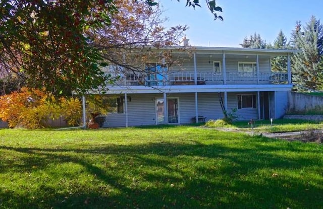 rear view of property featuring a yard