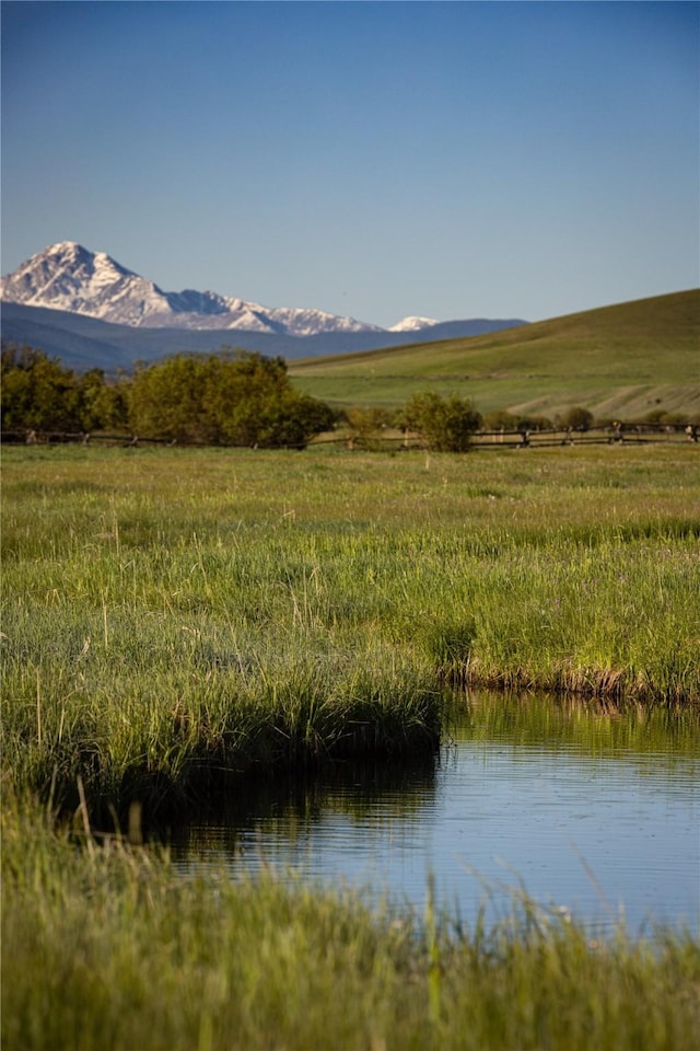 view of mountain feature featuring a water view