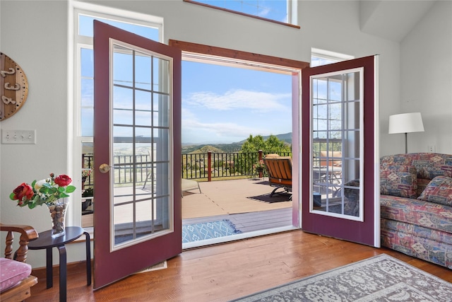 doorway to outside featuring hardwood / wood-style floors