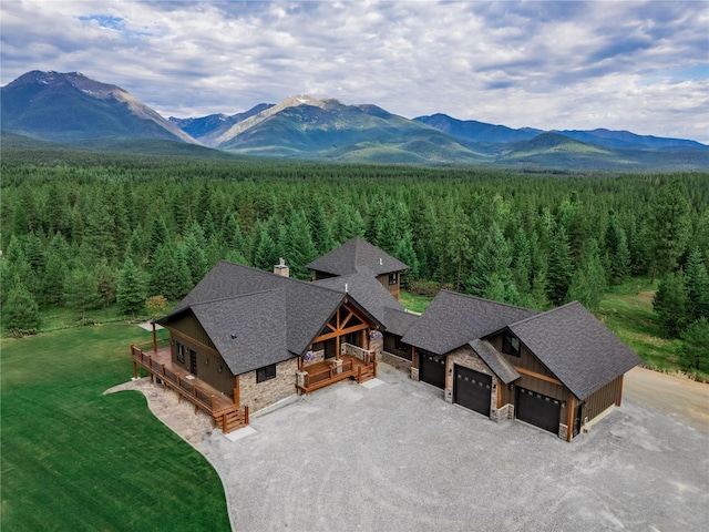 aerial view with a mountain view