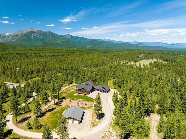 bird's eye view with a mountain view