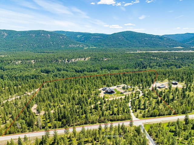 bird's eye view featuring a mountain view