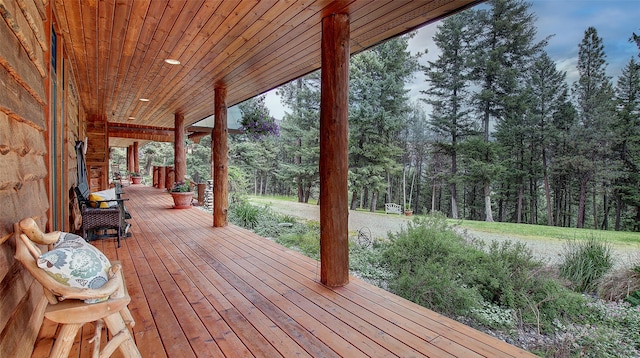 deck featuring covered porch