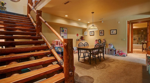 dining room with carpet