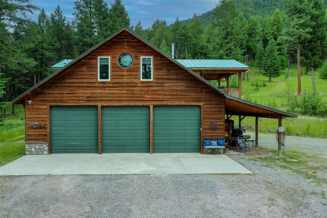 view of garage