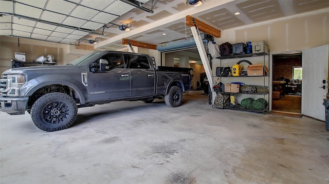 garage with a garage door opener