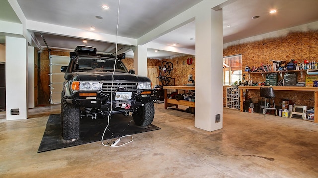 interior space with a workshop area