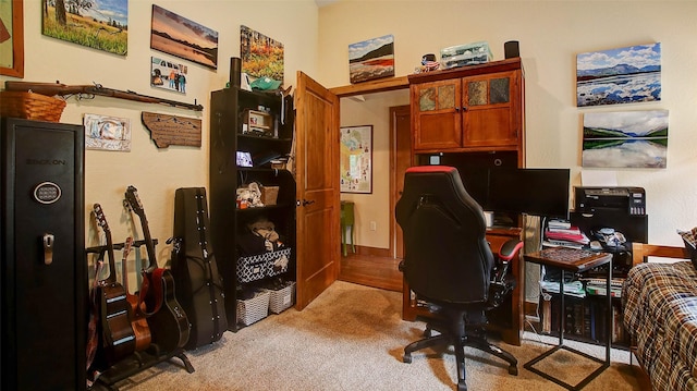 view of carpeted office space