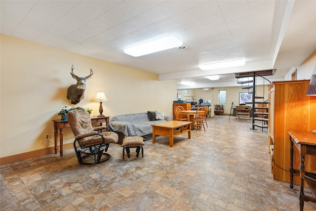 view of tiled living room