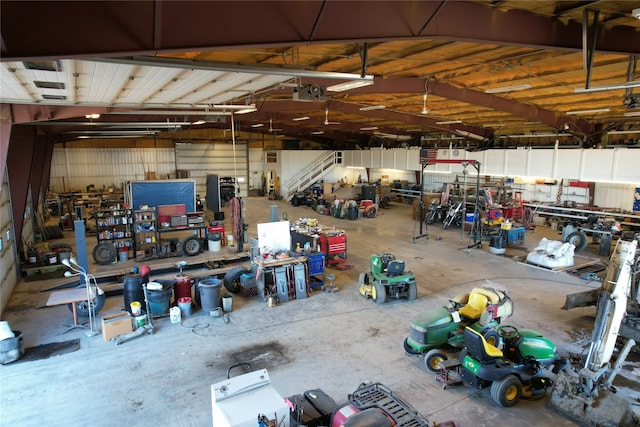 garage featuring a workshop area