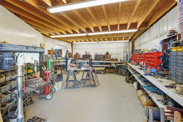 interior space with a workshop area