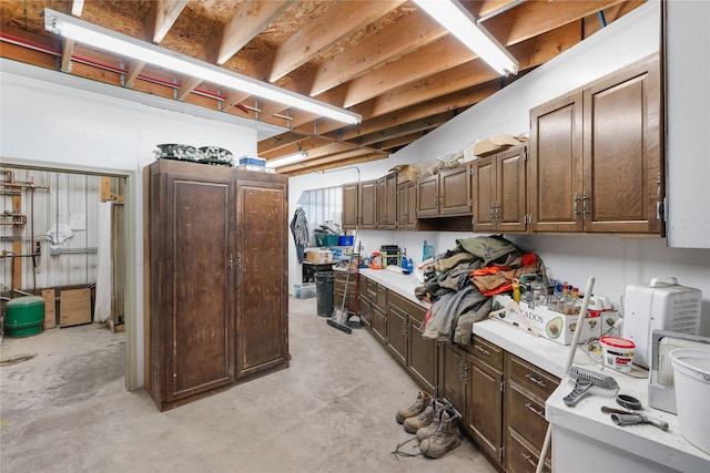 kitchen with dark brown cabinets