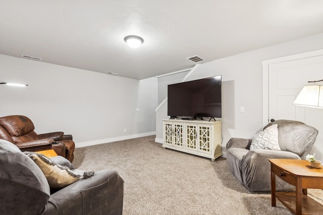 living room featuring carpet