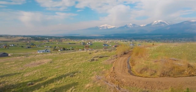 aerial view with a rural view and a mountain view