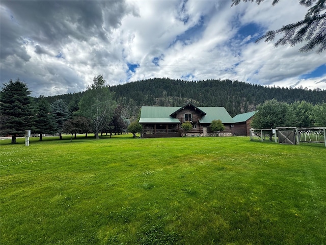 view of yard with a mountain view