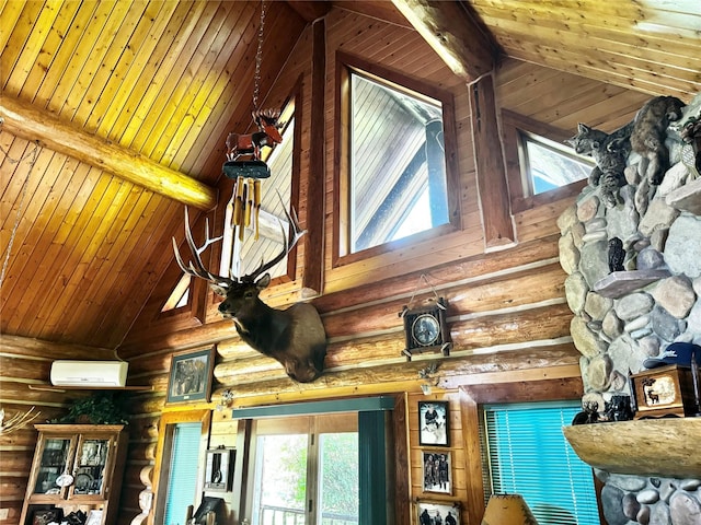 room details with beam ceiling and wooden ceiling