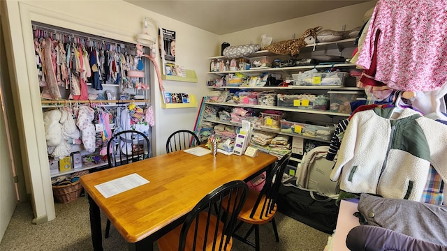 dining area with carpet floors