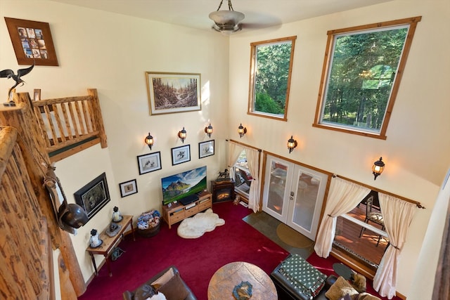 living room with ceiling fan