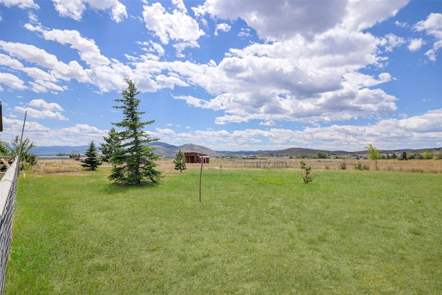 view of yard featuring a mountain view and a rural view