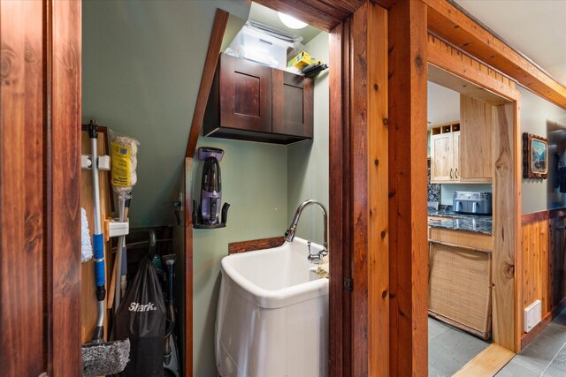 bathroom with tile patterned flooring