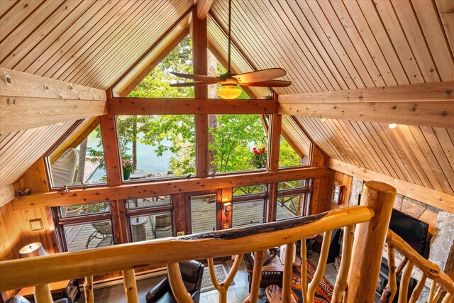 interior details featuring wood ceiling