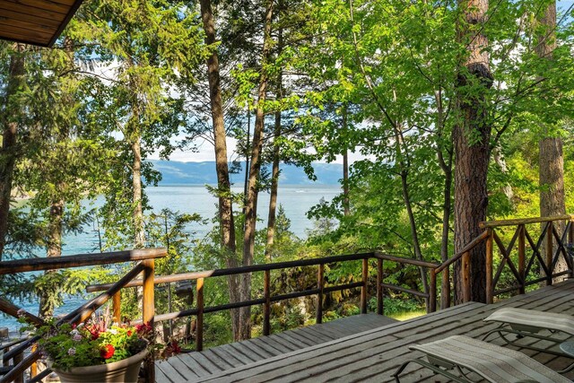 deck with a water view