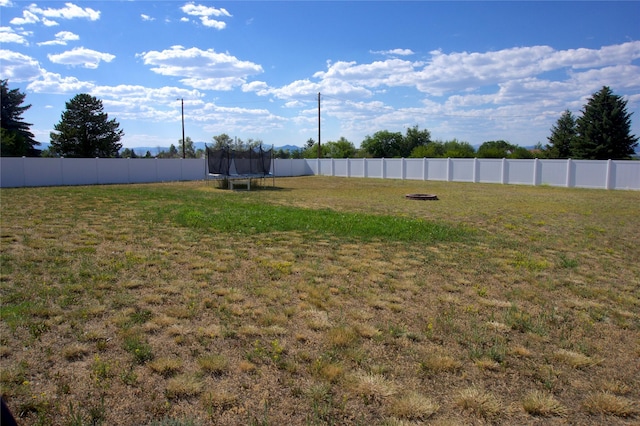 view of yard featuring a trampoline