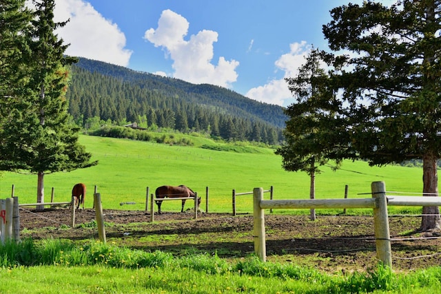 view of mountain feature with a rural view