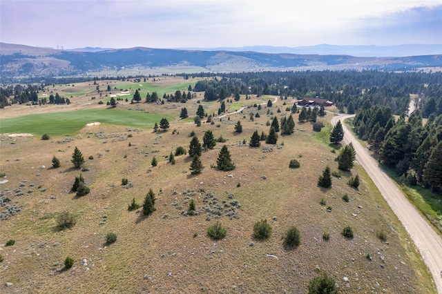 drone / aerial view with a mountain view