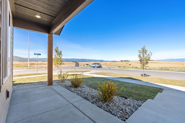 exterior space with a mountain view