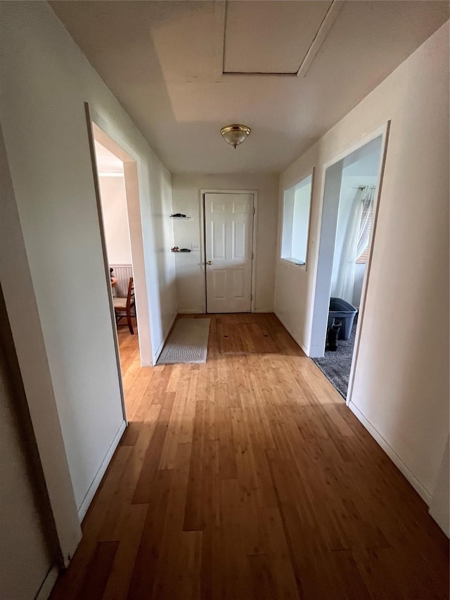 hall featuring light wood-type flooring