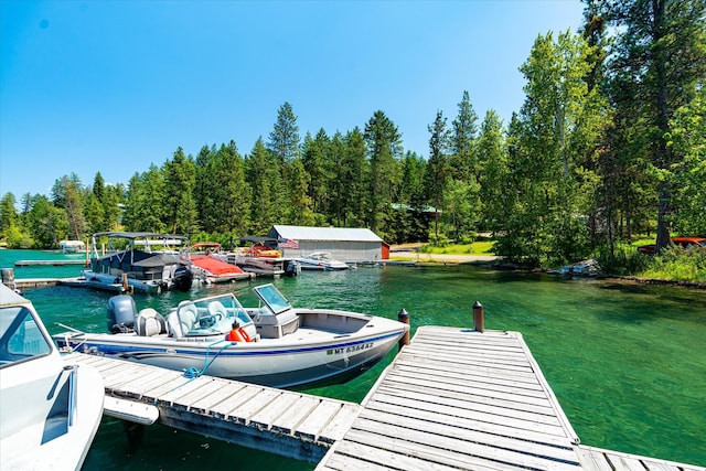 view of dock featuring a water view