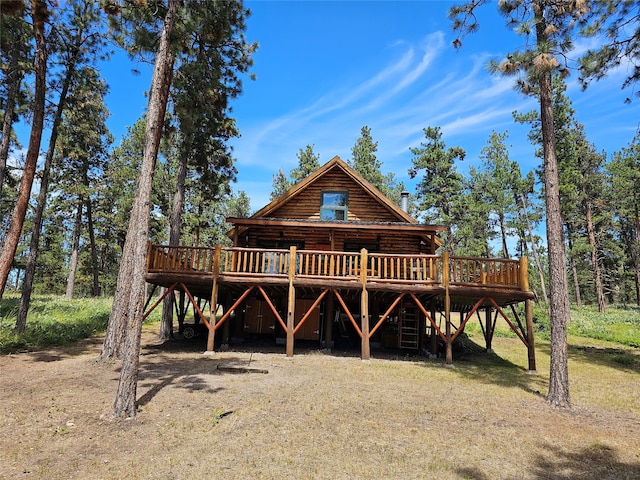 view of front of house with a deck