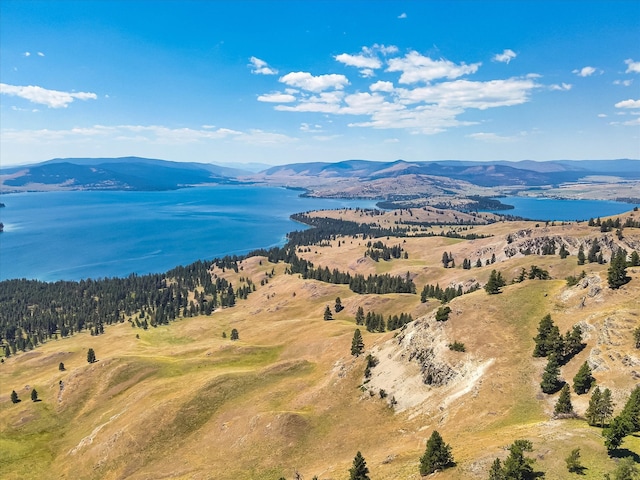 aerial view with a water and mountain view