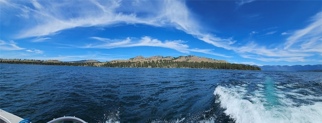 view of water feature with a mountain view