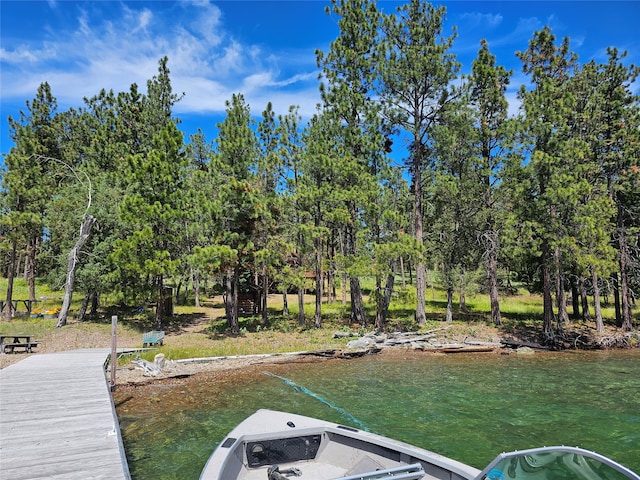 view of dock featuring a water view