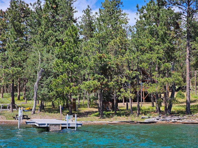 view of dock featuring a water view