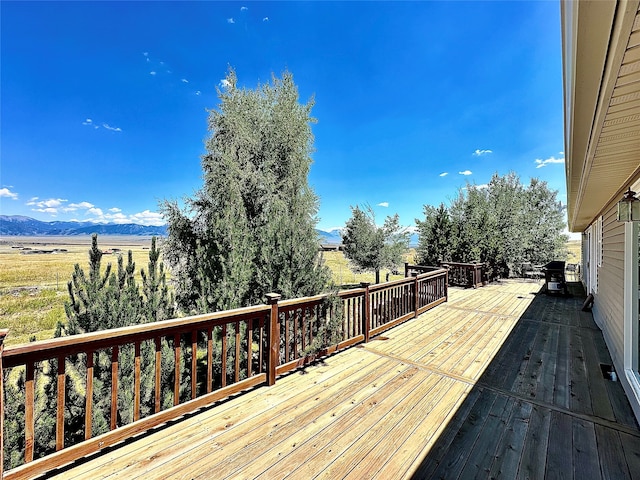 deck with a mountain view