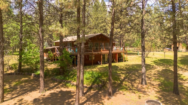 view of yard with a deck
