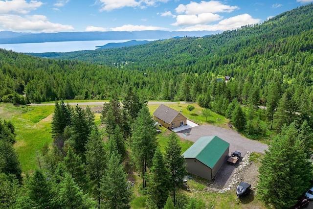 bird's eye view with a mountain view