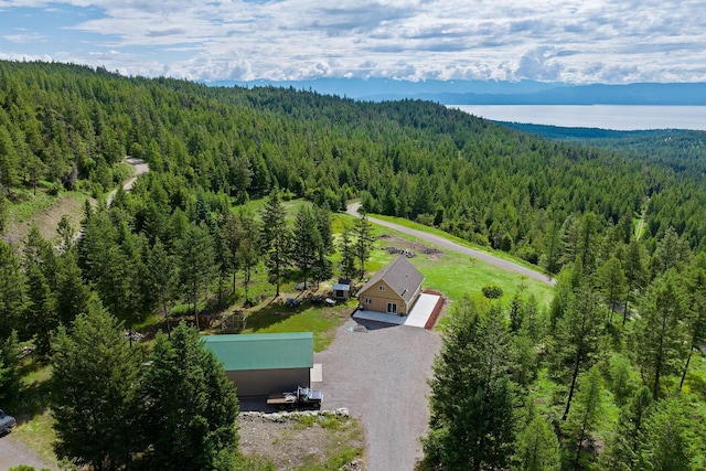 aerial view with a mountain view