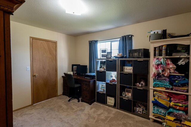 view of carpeted home office
