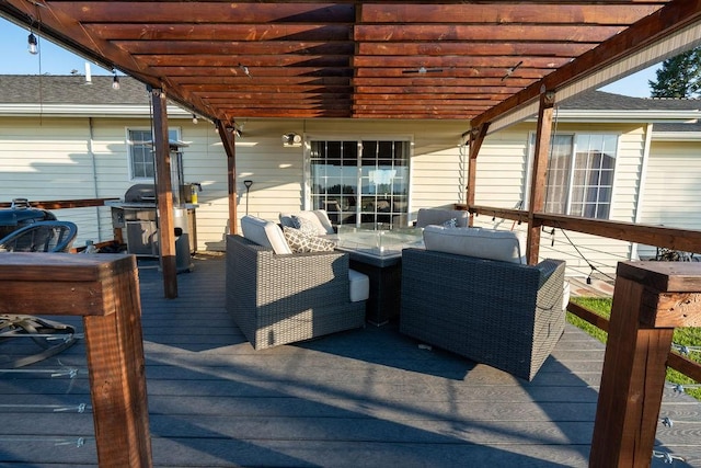 deck featuring a pergola