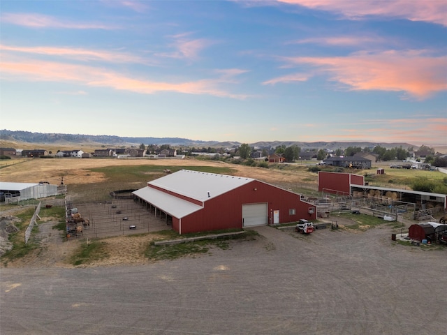 view of aerial view at dusk